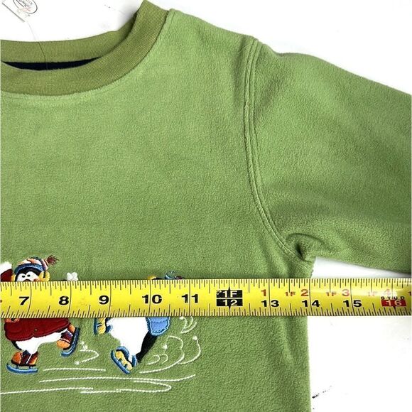 NWT New TALBOTS Kids Vintage Fleece Green Sweatshirt Skating Snowmans size 4 - Picture 12 of 13